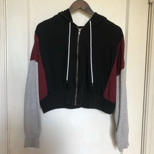Cropped zip-up hoodie